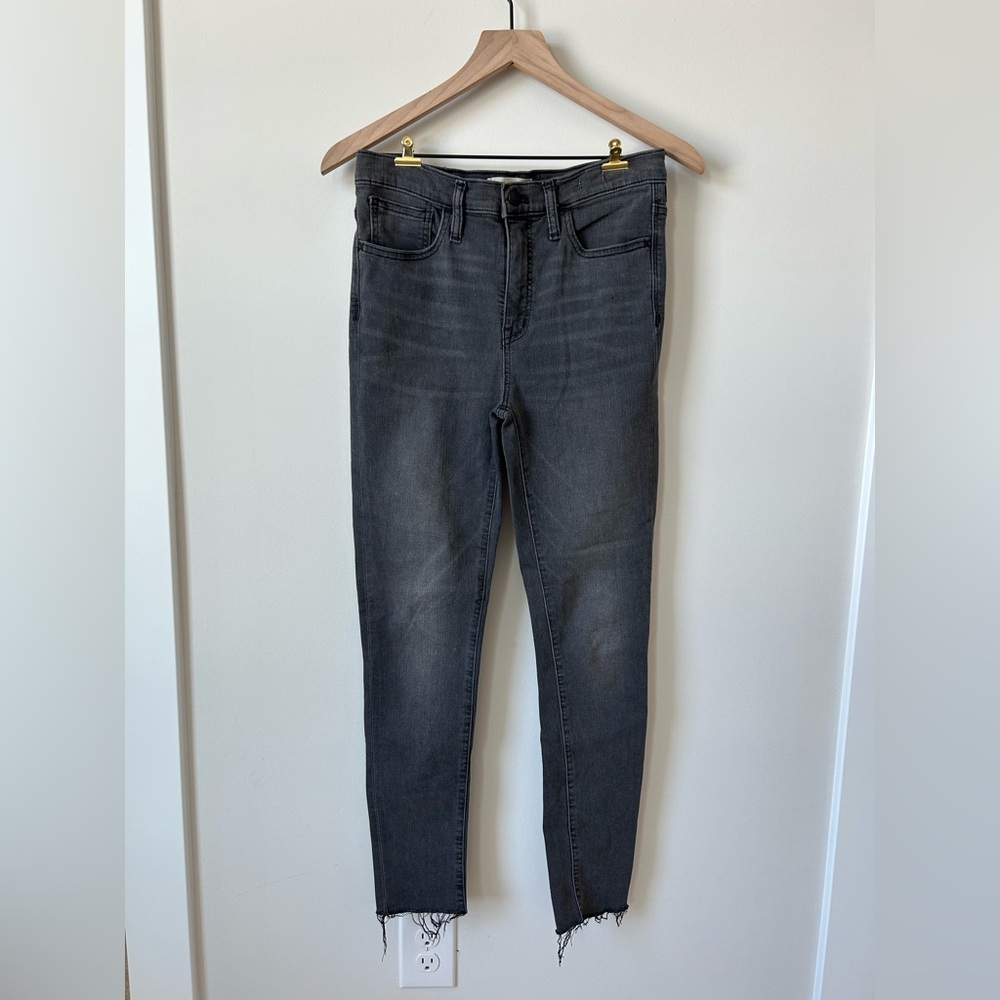 Madewell Mid-Rise Skinny Jeans 28 | Raw Hem Ankle Charcoal Wash